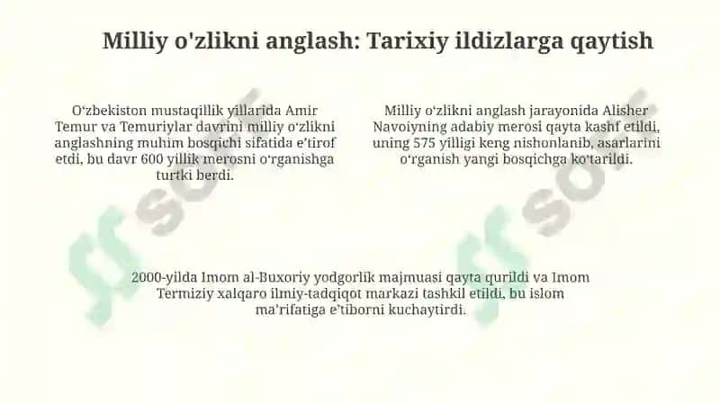 Mustaqillik yillarida O'zbekistiondagi ma'naviy va madaniy taraqqiyot 4