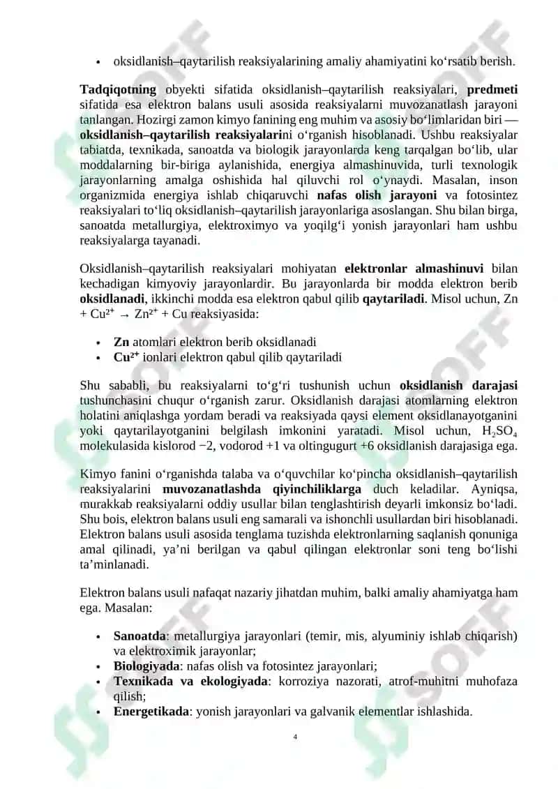 Oksidlanish qaytarilish va elektron balans asosida masalalar yechish 4