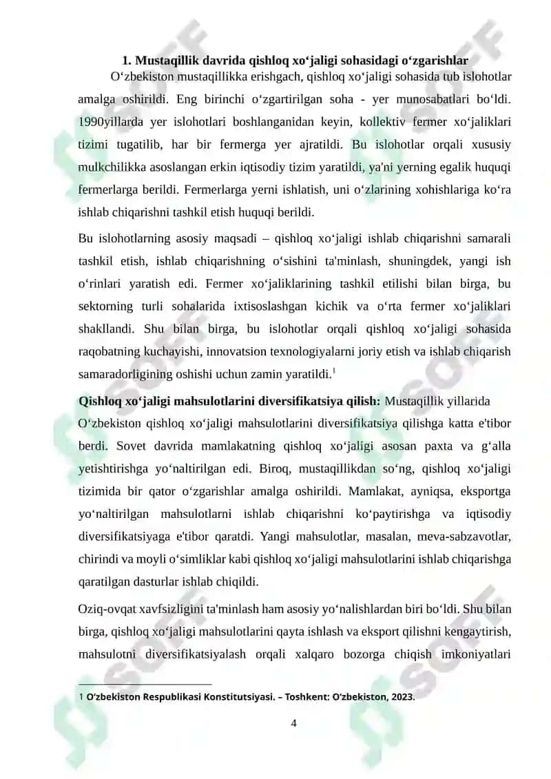 MUSTAQILLIK YILLARIDA QISHLOQ XO‘JALIGI VA SANOAT SOHASIDAGI O‘ZGARISHLAR 4