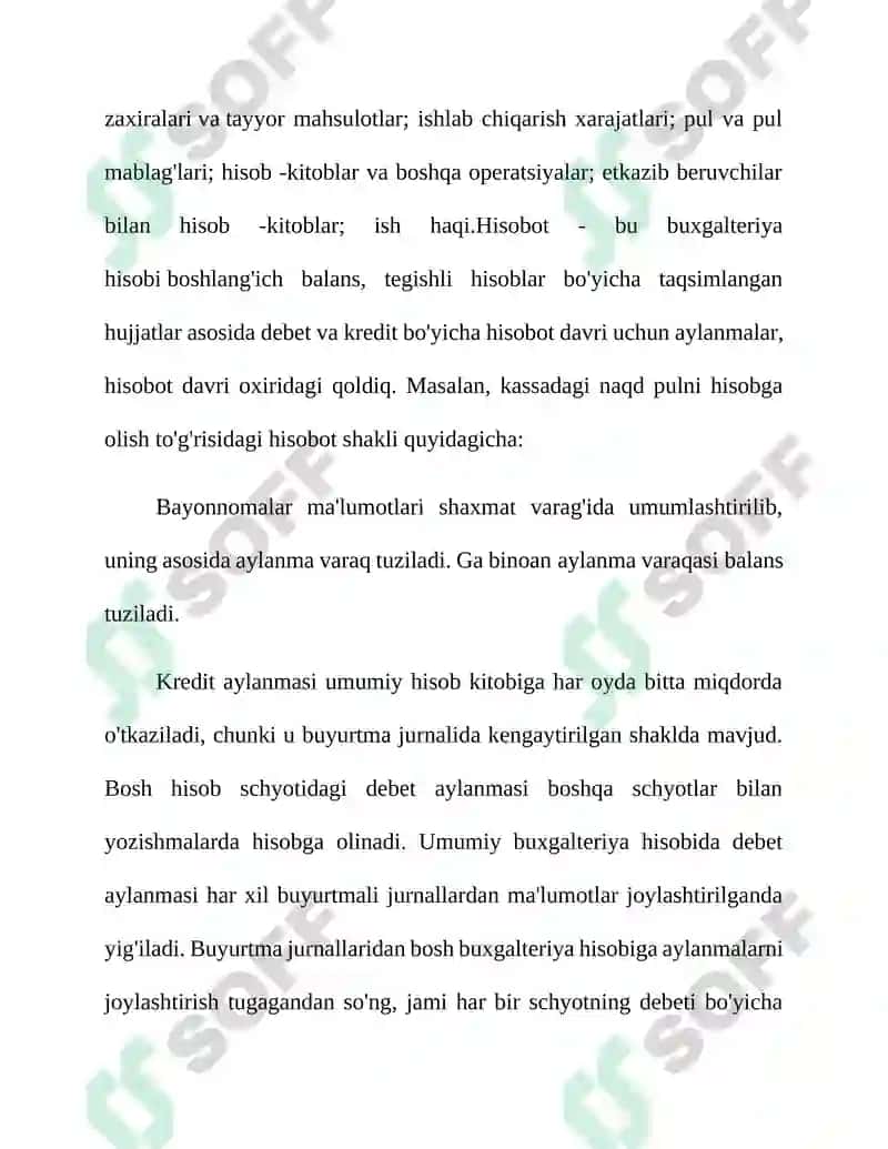 Buxgalteriya hisobi ma'lumotlarini umumlashtirish 4