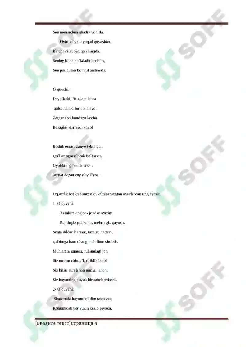 8 mart Xalqaro xotin-qizlar bayrami senariysi 4