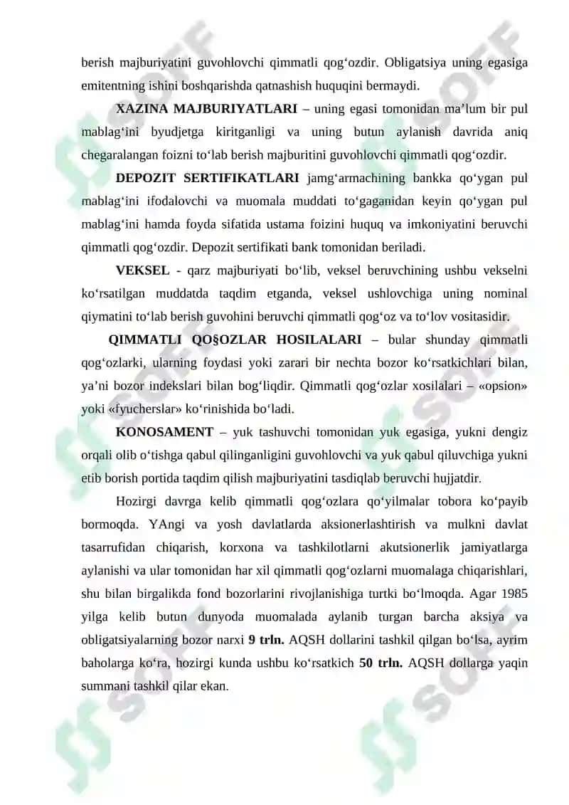 Tijorat banklarining qimmatli qog'ozlar bilan bog'liq  operatsiyalari 4