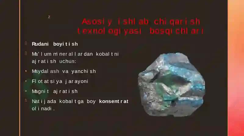 KOBALT METALNI ISHLAB CHIQARISH TEXNOLOGIYASI HAQIDA 4