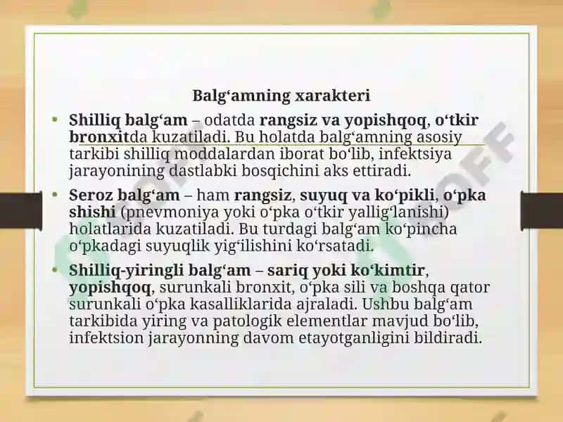 Nafas azolar kasaliklari balg’am va plevra suyuqligini labarator tekshirish 4