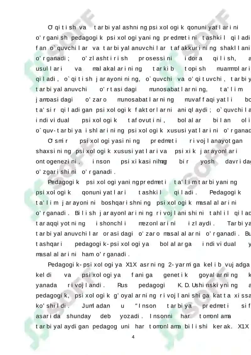 BOLALARNING PSIXOLOGIK XUSUSIYATLARINI O'RGANISHNING PEDAGOGIK ASOSLARI 4