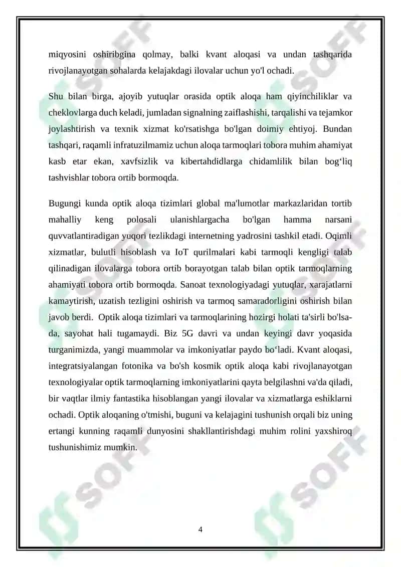 Optik aloqa tizimlari va tarmoqlarining xolati va rivojlanish istiqbollari 4