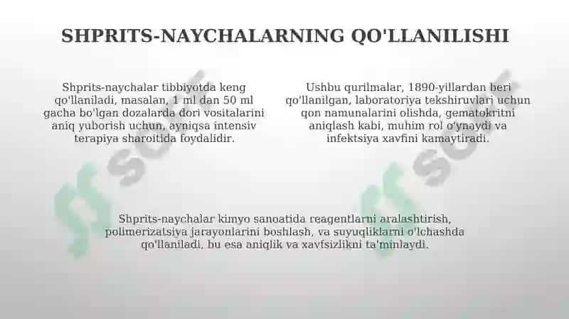 Shprits-tyubik moʻljallanishi va qoʻllanishi 4