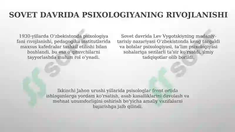 Oʻzbekistonda Psixologiya Fanining Rivojlanish Tarixi 4