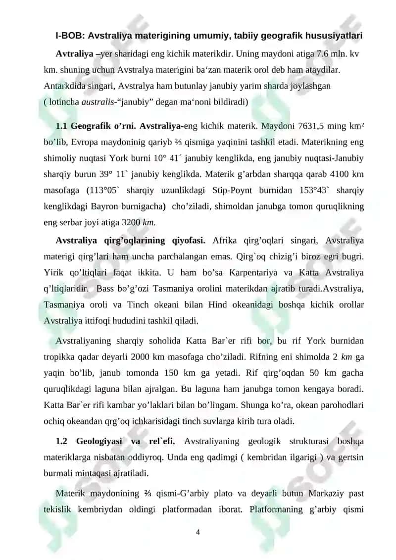 AVSTRALIYA MATERIGINI TABIIY GEOGRAFIK RAYONLASHTIRISH 4