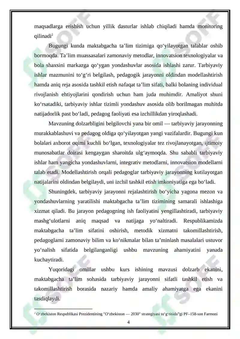 Maktabgacha ta'lim tashkilotlarida tarbiyaviy ishlarni modellashtirish va rejalashtirish 4