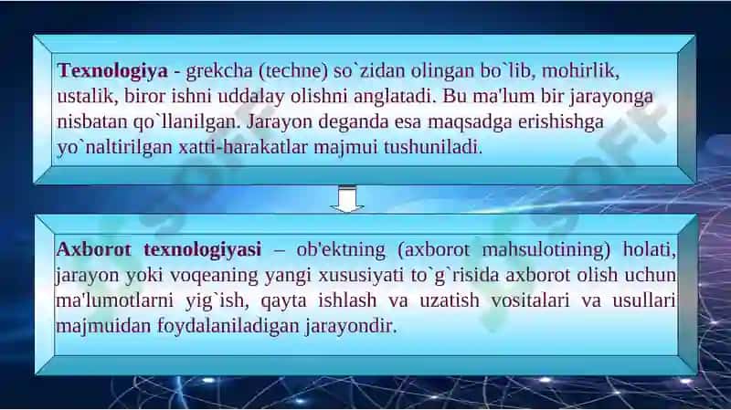 AXBOROT TEXNOLOGIYALARI VA MENEJMENT UNIVERSITETI“Axborot texnologiyalari” kafedrasiFan: “Iqtisodiyotda axborot-kommunikatsion tеxnologiyalar va tizimlar”Ma`ruzachi: dotsent M.S.OrtiqovQarshi -2025 2-MA`RUZA. “AXBOROT TEXNOLOGIYA-LARINING INFRATUZILMALARI” 4