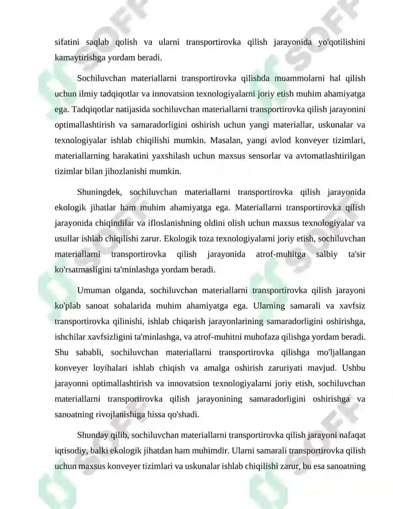 Sochiluvchan materiallarni transportirovka qilishga mo'ljallangan konveyer loyixasi 4