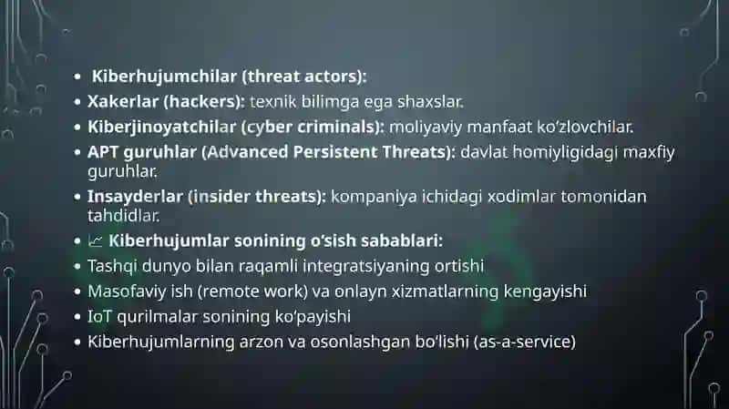 Zamonaviy kiberhujumlar turlari vaularni aniqlash usullari 4
