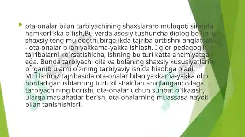Maktabgacha ta’lim tashkilotlarini ota-onalar bilan jamoatga qaratish 4
