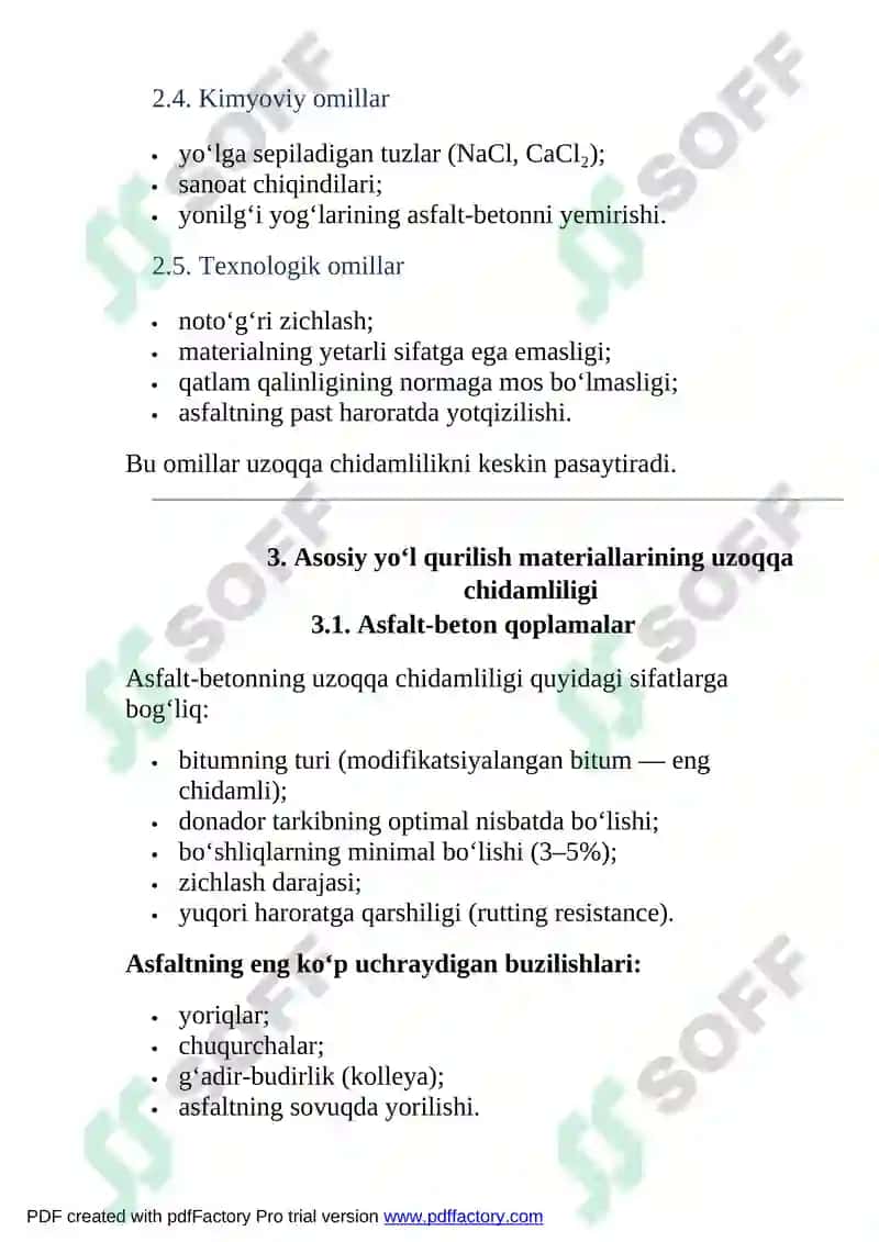Yo'q qurilish materiallari va mahsulotlarining uzoqqa chidamliligi 4