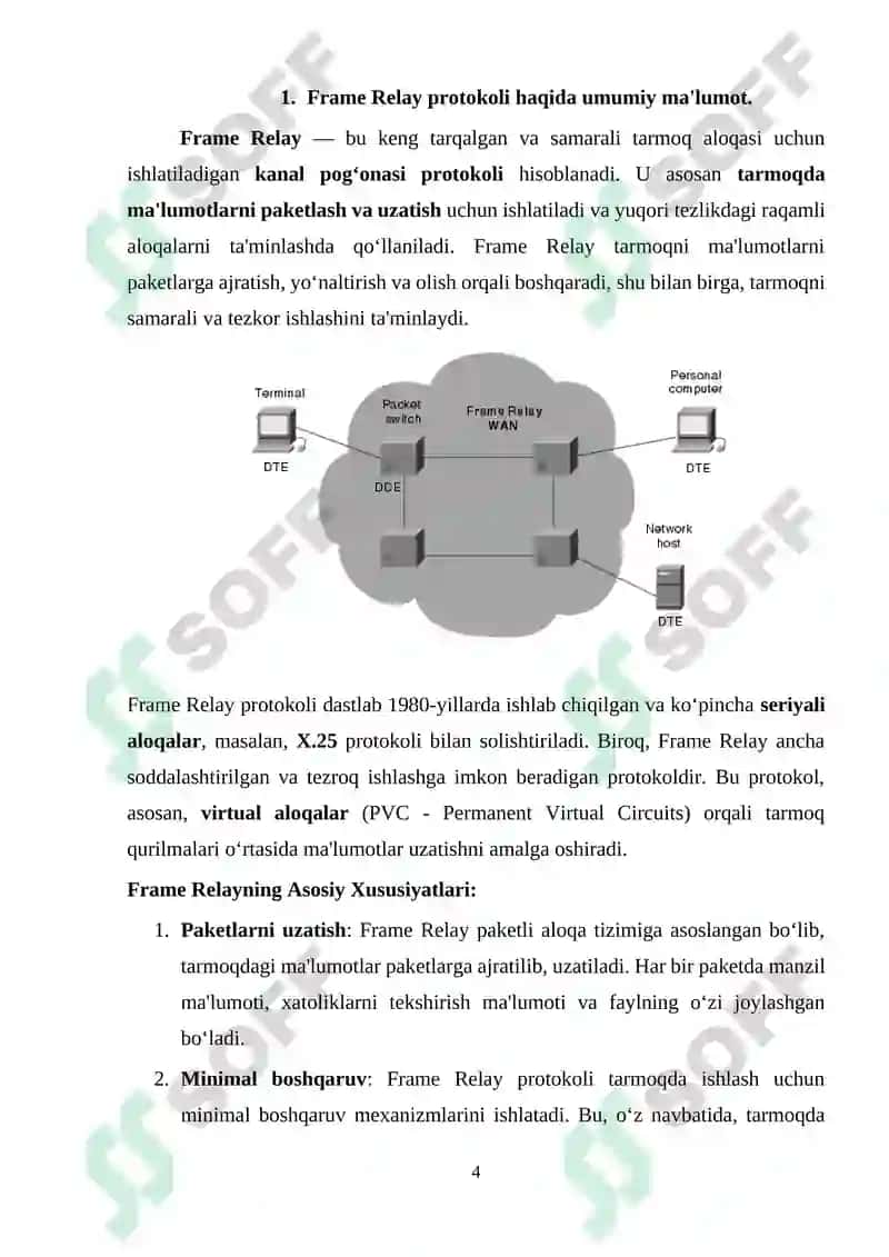 Kanal pog‘onasining protokollari (Frame Relay, ATM, Ethernet). Kommutatorning funksional modeli, turlari va MAC-jadvalning ishlash tamoyillari 4