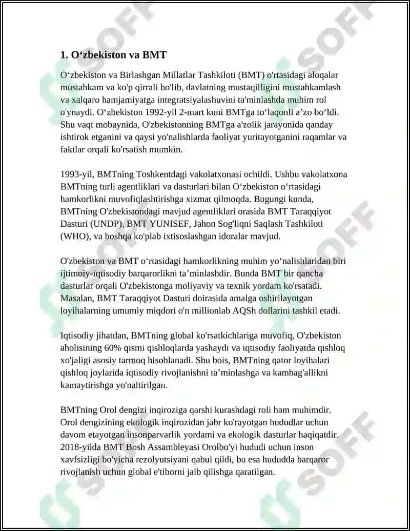Oʻzbekistonning Xalqaro Tashkilotlar Bilan Hamkorlik Aloqalari 4