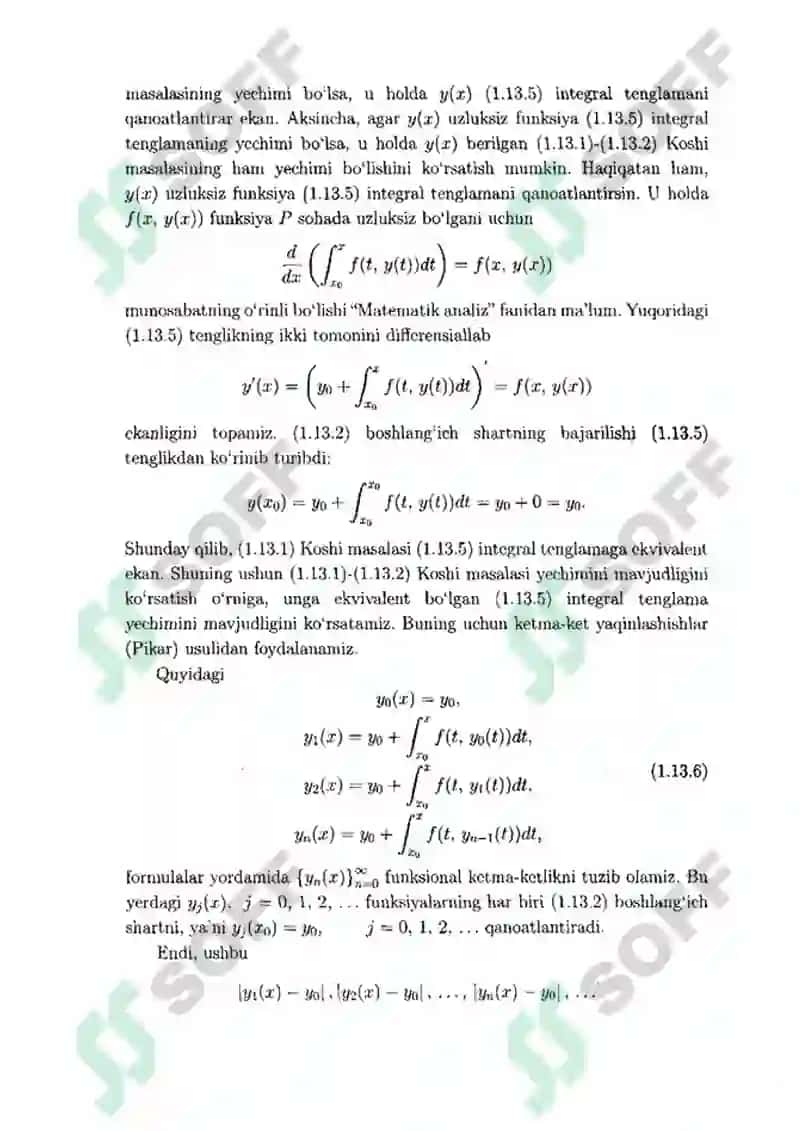 Birinchi tartibli differtensial tenglama uchun Koshi masalasi. Yechimning mavjudligi va yagonaligi. 4
