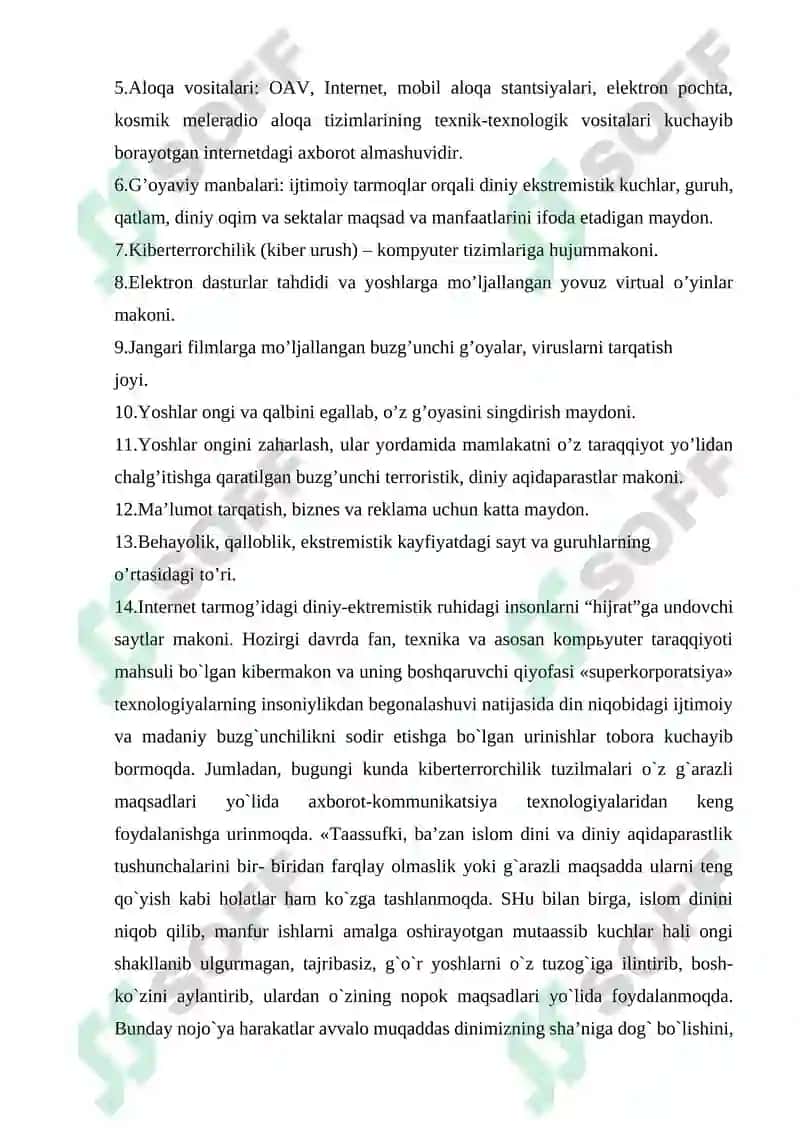 Kiber makon kiber terorizm kiber zo’ravonlik tushunchalarining mohiyati 4