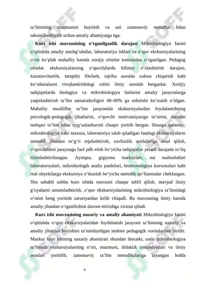 Mikrobiologiya fanini o‘qitishda o‘quv ekskursiyalarining ahamiyati 4