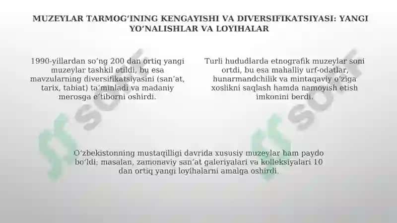 Mustaqil ozbekistonda muzeyshunoslik rivojlanishi 4