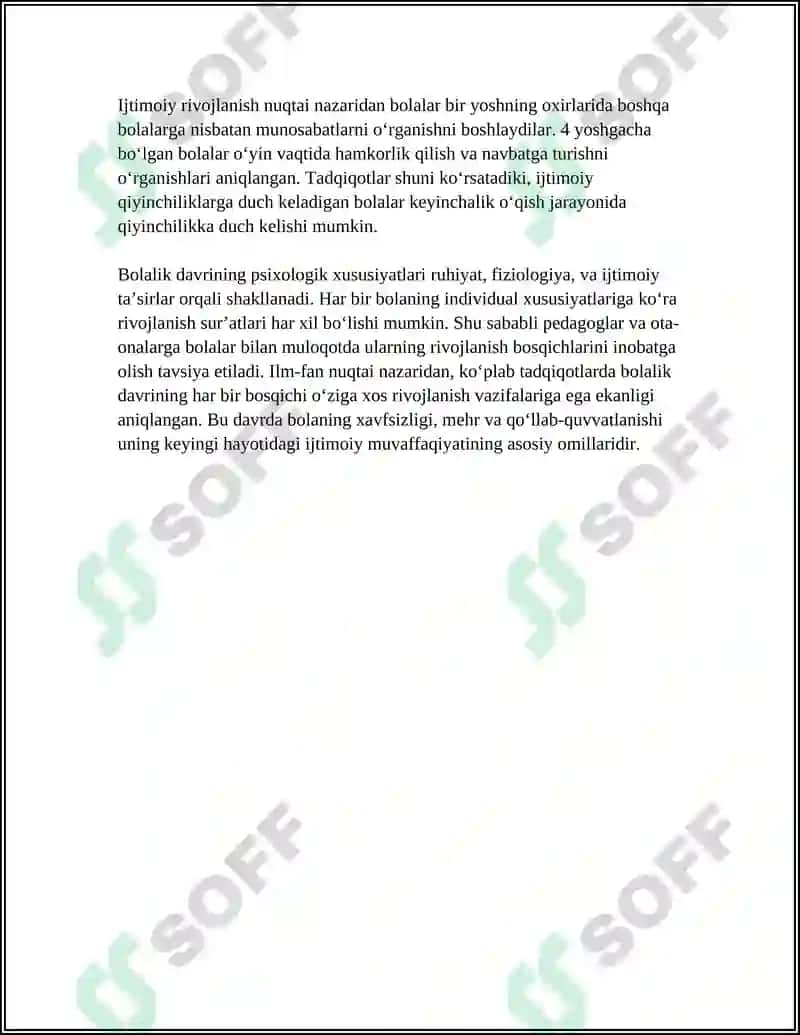 Bolalik - Insonning Ijtimoiy Hayot Me'yorlarini Egallay Boshlash Davri 4