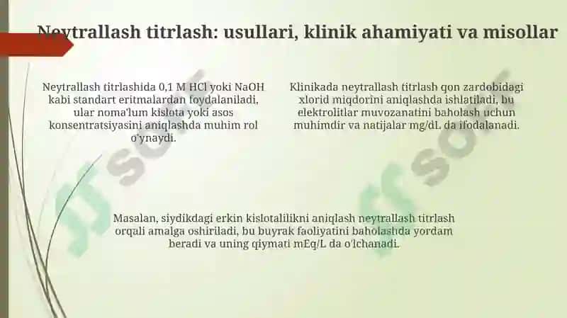 Titrimetriya asoslari. Neytrallanish ve oksidimetriya usulining klinik laboratoriyalarda qollanishi 4
