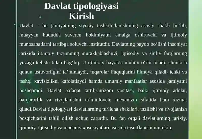 Davlat Tipologiyasi 4