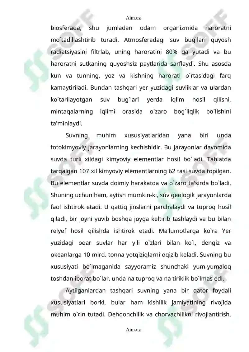 Suv resurslari, ularni muhofaza qilish va  ulardan oqilona foydalanish. 4