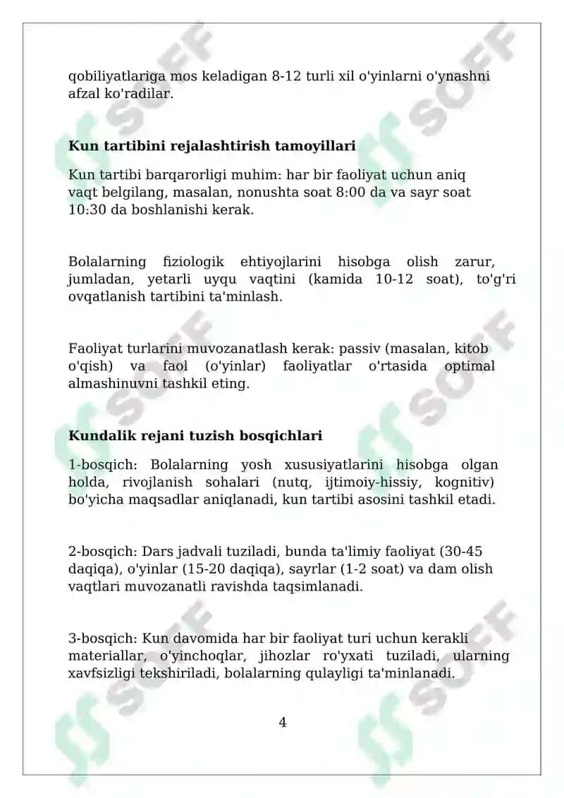 Maktabgacha taʼlim tashkiloti guruhlarida kun tartibini toʻgʻri tashkil qilish 4