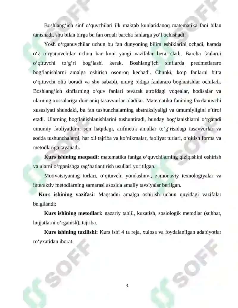 Boshlang'ich sinf o'quvchilarini matematika fanini o'rganishga qiziqishini oshirish usullari 4