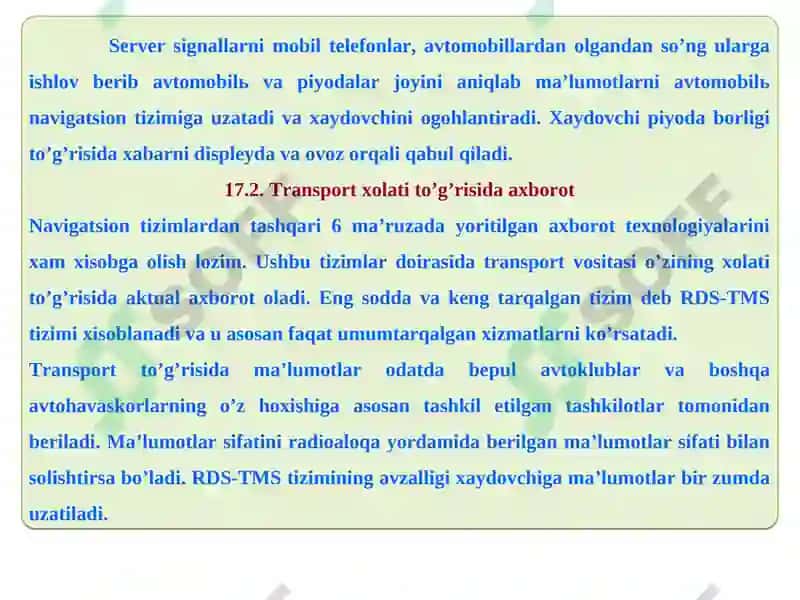 INTELLEKTUAL TRANSPORT VOSITASINING ICHKI VA TASHQI TIZIMLARI 4