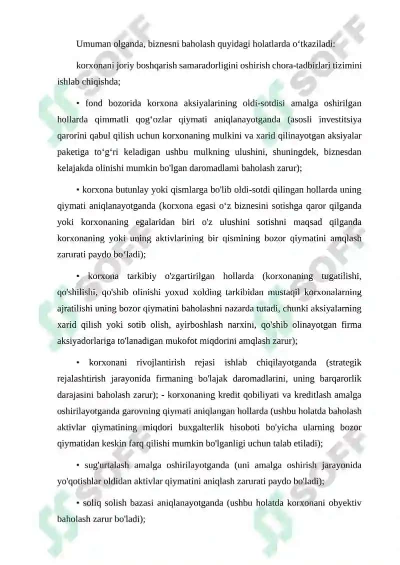 BIZNES QIYMATINI BAHOLASHNING XORIJ TAJRIBASI 4