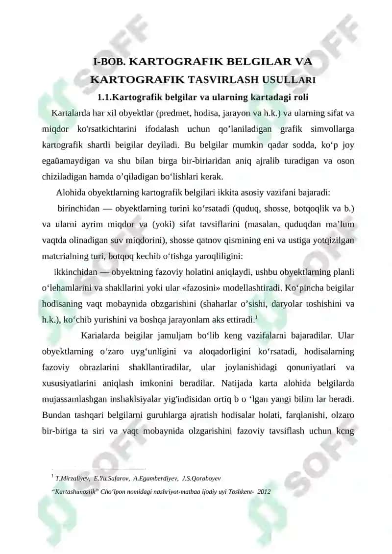 Geodeziya, kartografiya, geografiya KARTOGRAFIK TASVIRLASH USULLARI VA ULARNING QO‘LLANILISHI 4