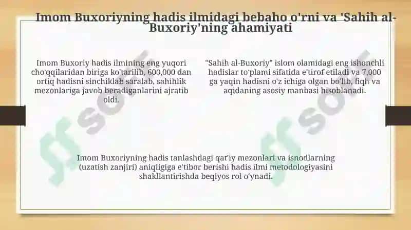 Imom Buxoriy va Imom Termiziyning Hadisilma qushgan hissalarini tahlili 4