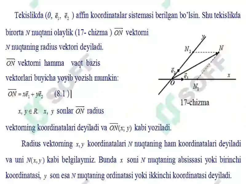 Tekislikdagi affin koordinatalar sistemasi 4