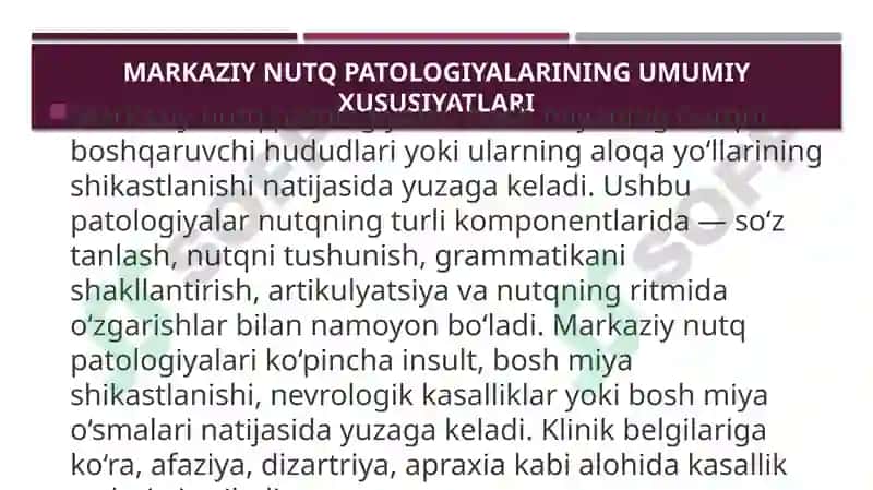 Nutq analizatoring markaziy qism patalogiyalari 4