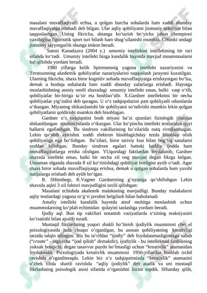 Intellekt va kreativlik nazariyalari 4