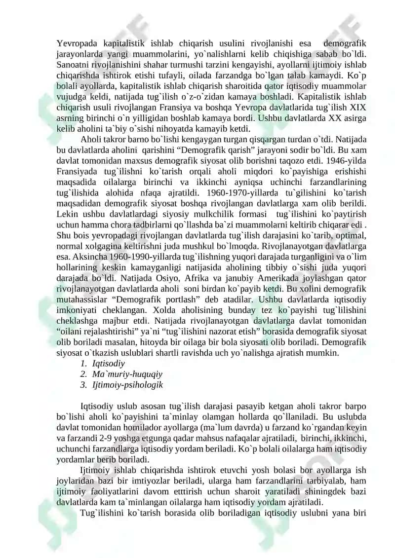 Demografik bashorat va demografik siyosat 4