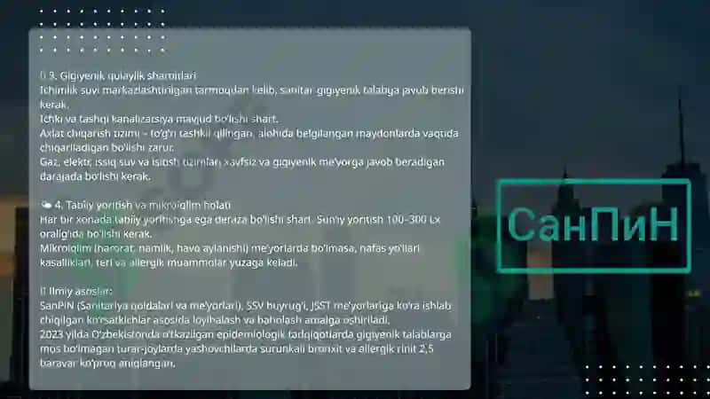 Zamonaviy turar-joylar va shaharlardagi yashash mavzelariga bo'lgan gigiyenik talablar 4