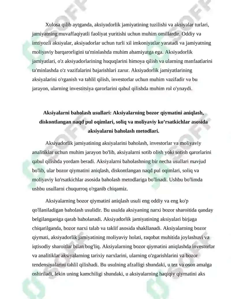 Aksiyadorlik jamiyatini aksiyalarini o’rganib taxlil qilish 4