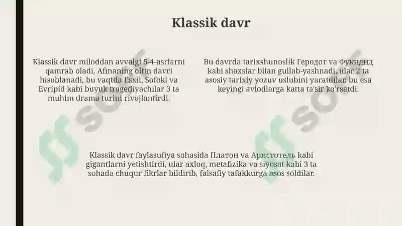 Yunon adabiyotning shakllanish davrlari 4