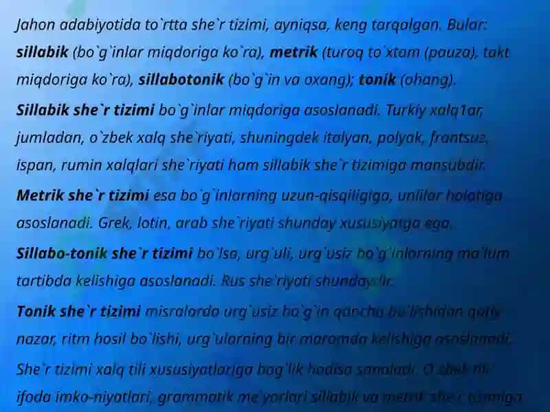 Hozirgi she'rlar  va janrlar 4
