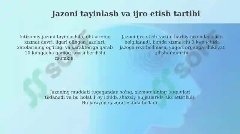 Intizomiy jazolarni qo'llash tartibi va shartlari 4