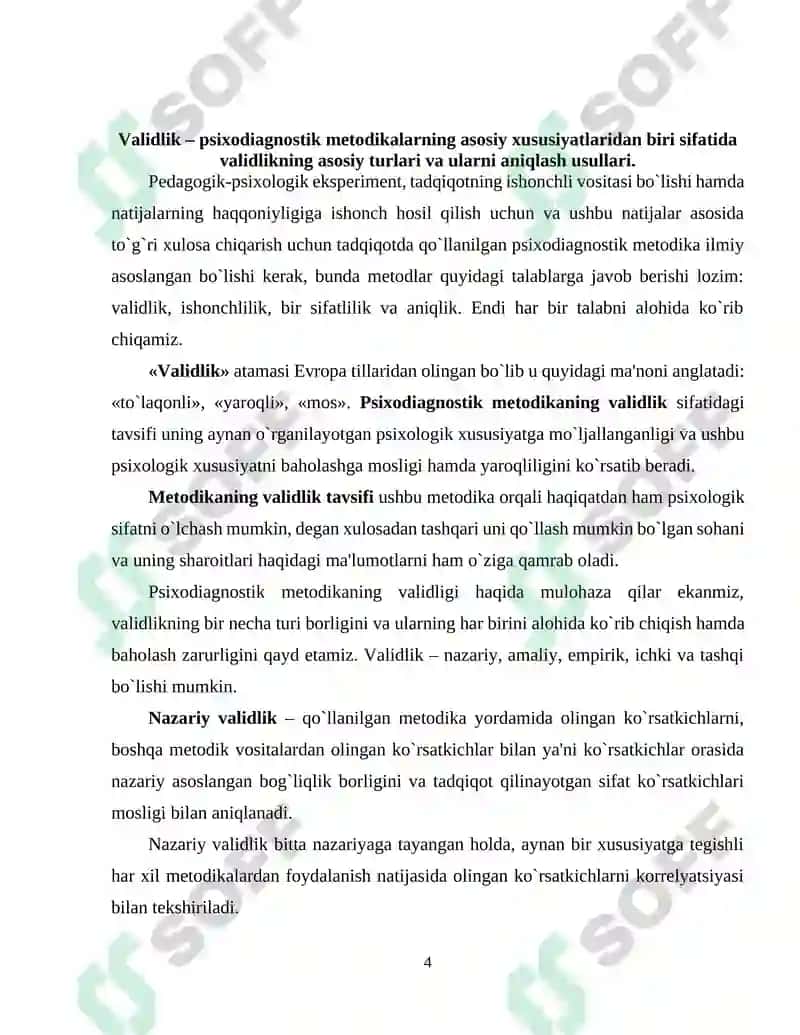 Amaliy topshiriq xarakteriga ko'ra psixodiagnostik metodikalar klassifikatsiyasi 4