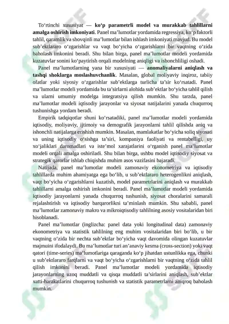 PANEL MA'LUMOTLAR MODELLARI VA ULARNING AFZALLIKLARI 4