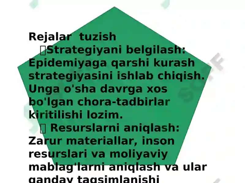 Epidemiyaga qarshi chora tadbirlar oʻtkazishni tashkillashtirish 4