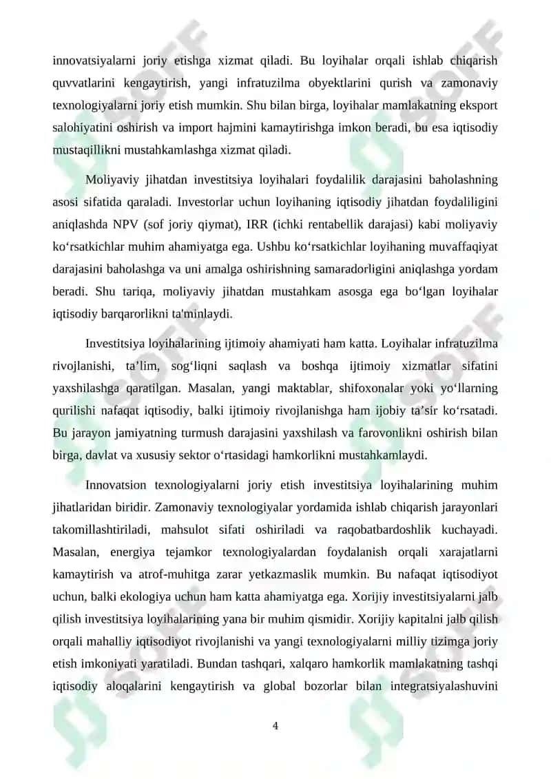 Investitsiya loyihalarining moliyaviy va iqtisodiy samadorligini baholash 4
