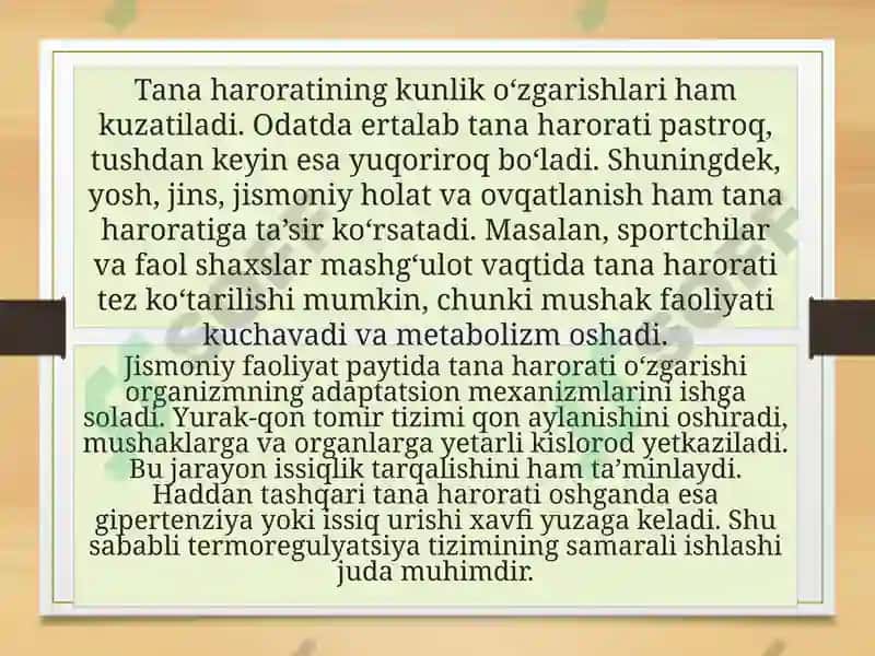 Jismoniy yuklama sharoitidagi tana harorati 4