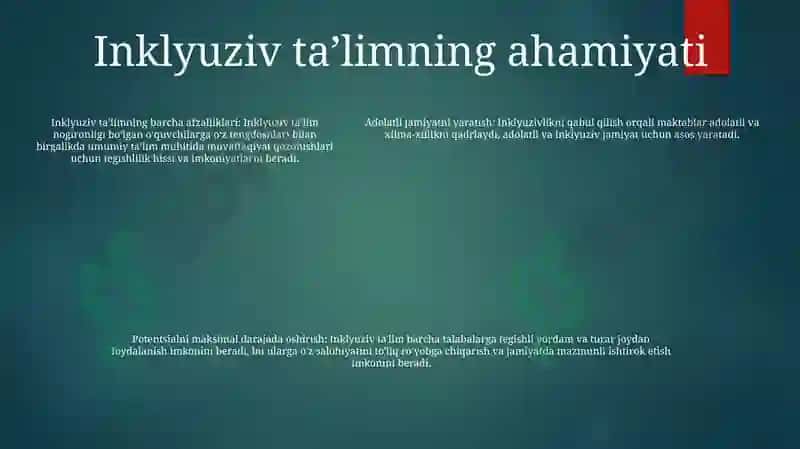Imkoniyati Cheklangan Bolalarni UmumtaʼLim Maktablarida OʻQitishda Konseptual Talablar 4